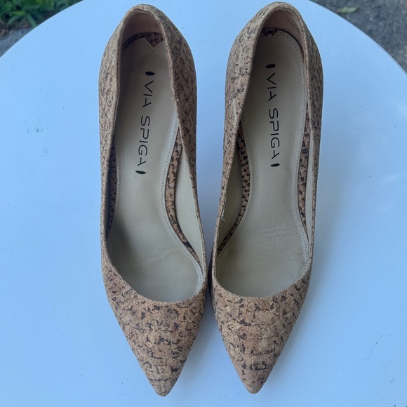 Via Spiga Shoes - Via Spiga Tan Cork Pointed Heels